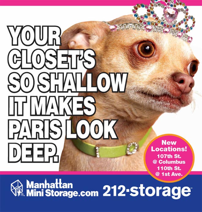 Manhattan Mini Storage ad with reference to Paris Hilton