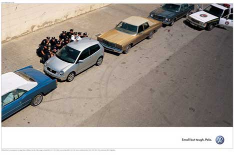 VW Polo print ad with cops