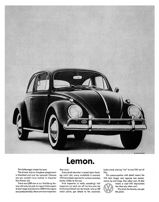Volkswagen Lemon print advertisement