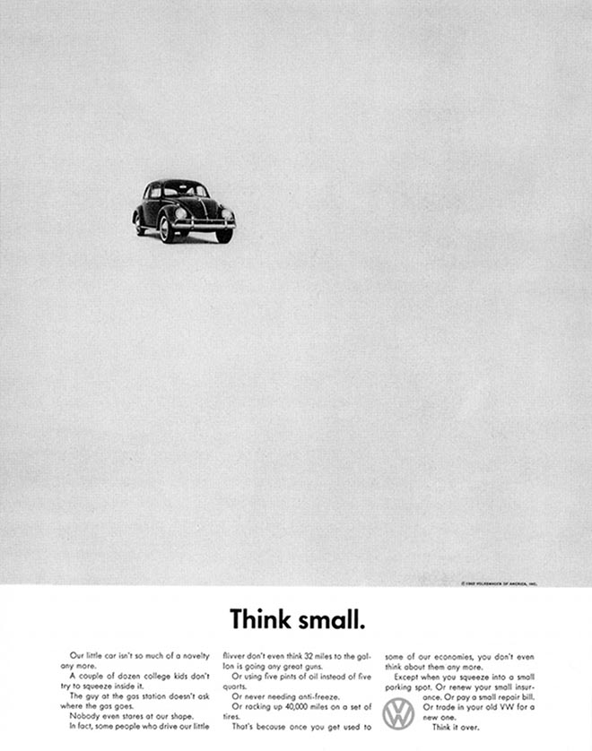 Volkswagen Think Small print advertisement