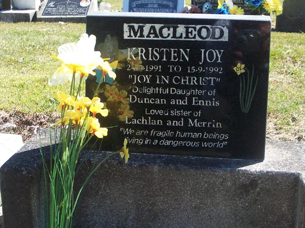 Kristen's gravestone
