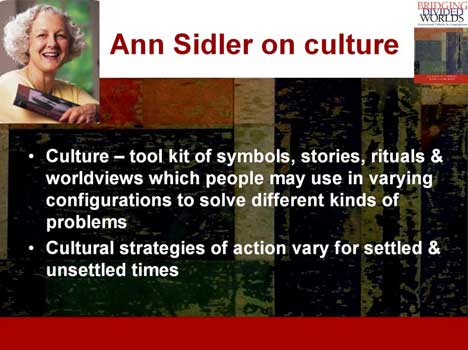 Slide from PowerPoint presentation on Bridging Divided Worlds