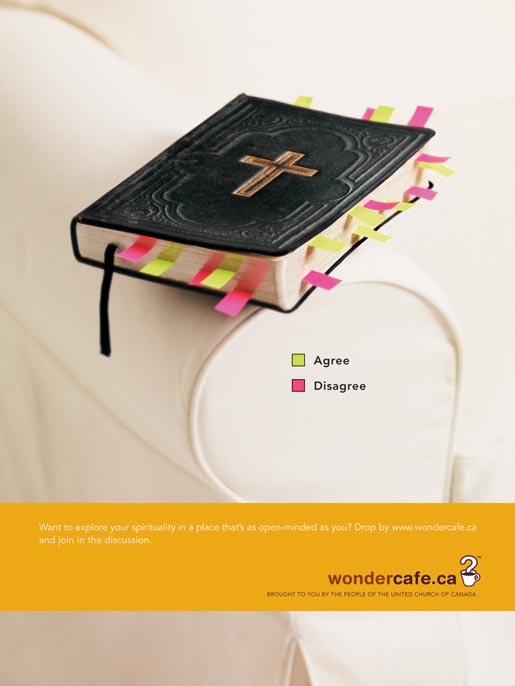 Bible in Wondercafe ad