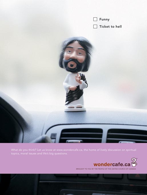 Jesus Bobblehead in Wondercafe ad