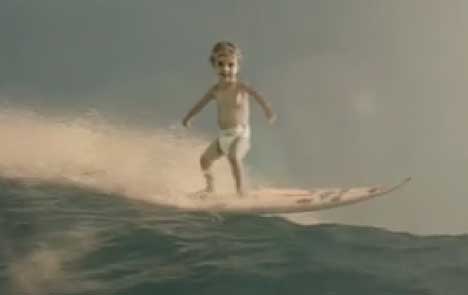 Surfing boy in Hyundai TV ad