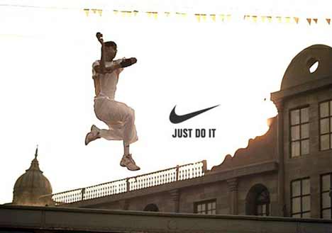 Cricketer leaps in Nike cricket TV ad