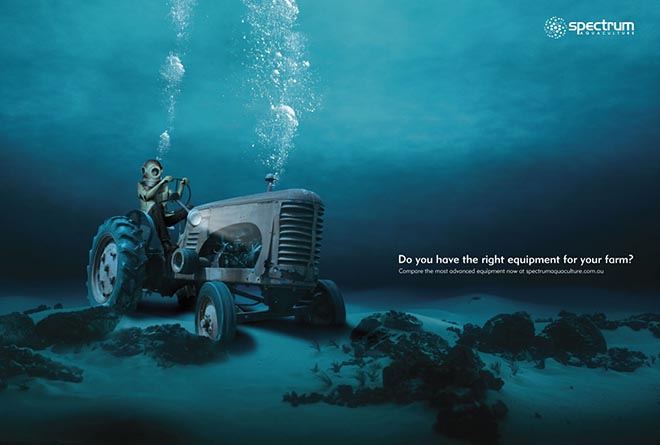 Underwater tractor in Spectrum Aquaculture print ad
