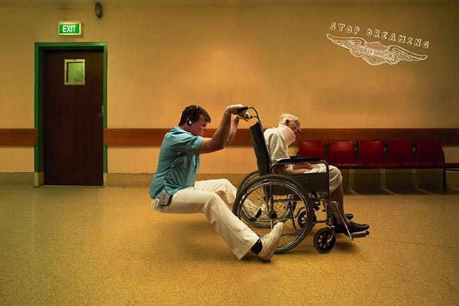 Wheelchair in Harley print ad