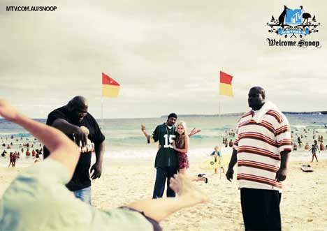 Snoop Dogg on the beach in MTV print ad