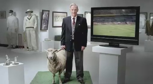 Australian Cricket TV commercial with man and sheep