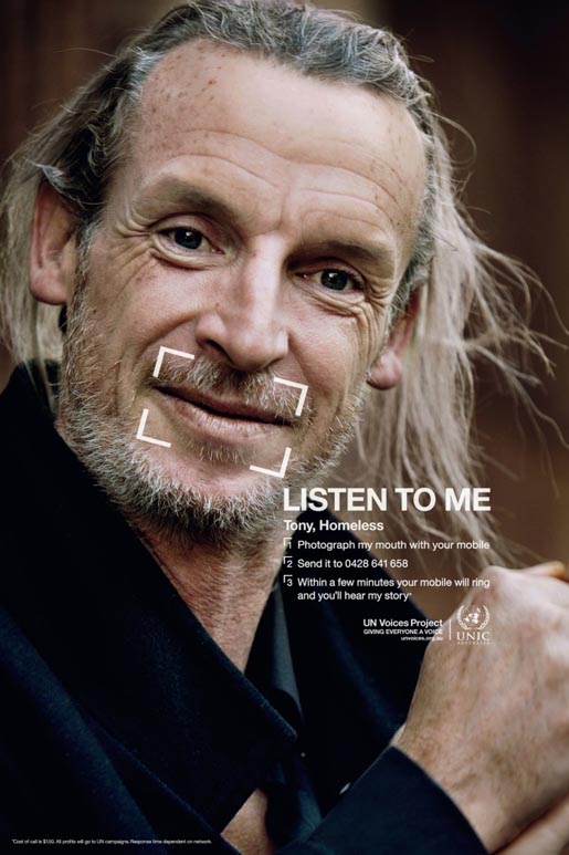 Tony - homeless in UN Voices campaign
