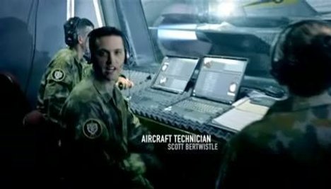 Aircraft technician in Airforce recruitment TV ad