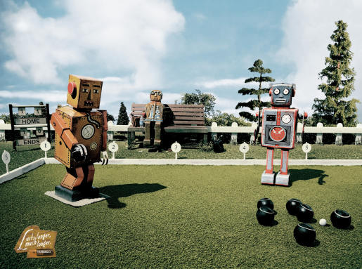 Duracell Robots playing Lawn Bowls